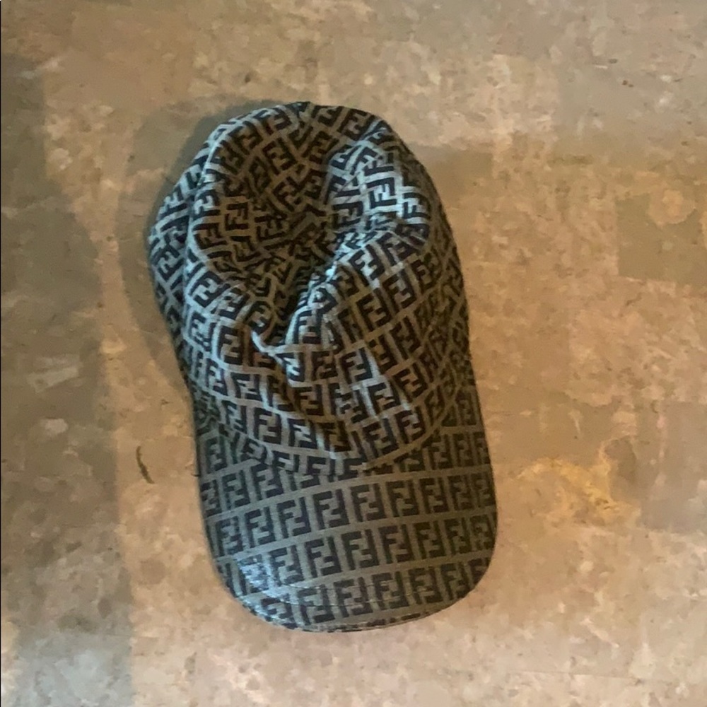 Gray and Black Fendi Cap